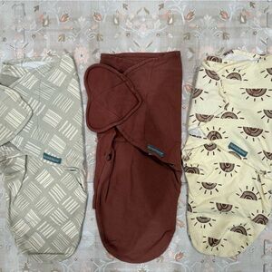 Baby Swaddle Set in Cream, Brown, and Gray